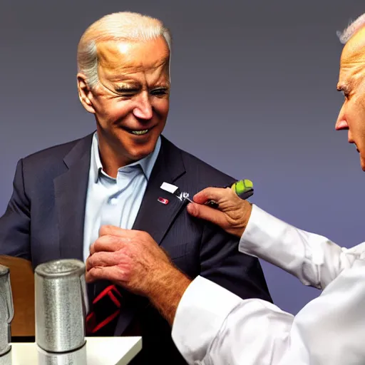 Image similar to a photo of joe biden injecting himself with a needle