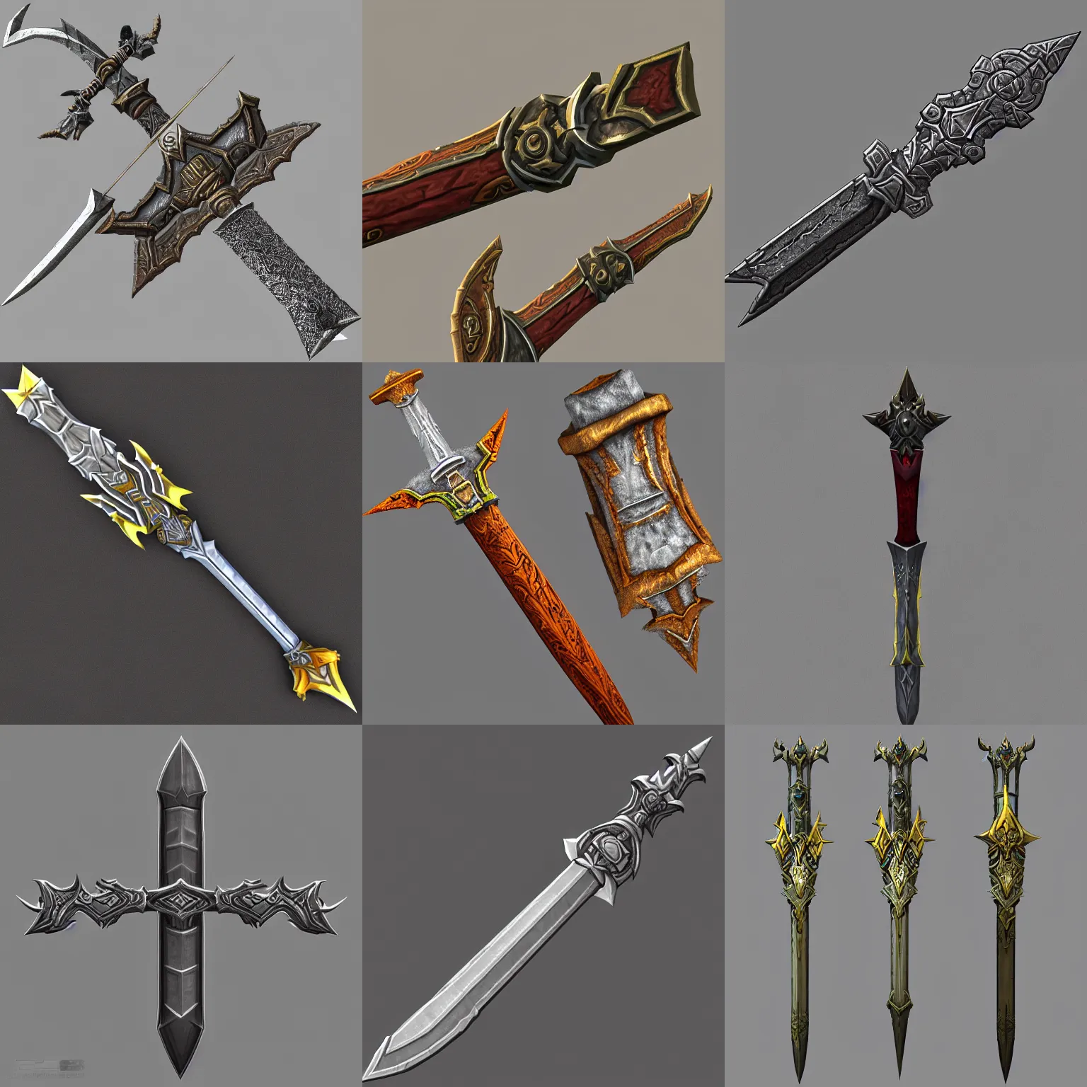 Prompt: 3d model texture of a warcraft style sword