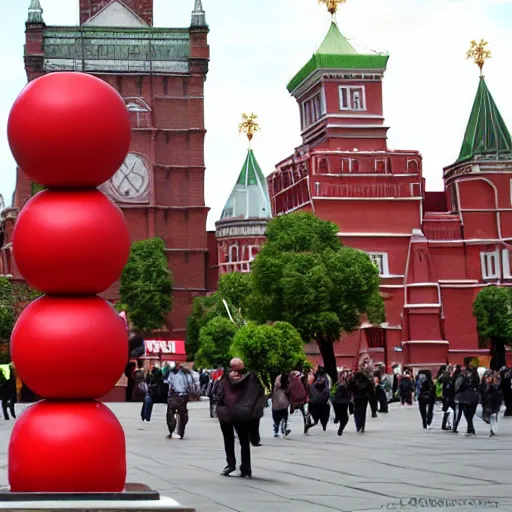 Image similar to photo giant kiwi fruit standing on red square