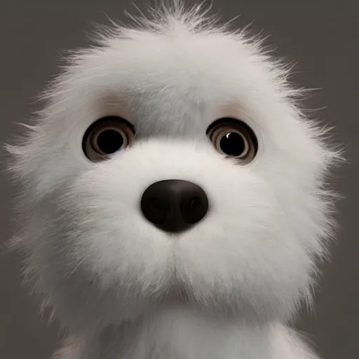 Prompt: cute white furry fluffy animal face, closeup, unreal engine