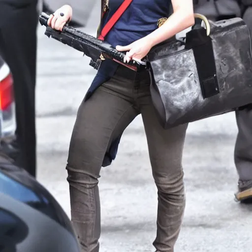 Prompt: Taylor Swift carrying a rifle