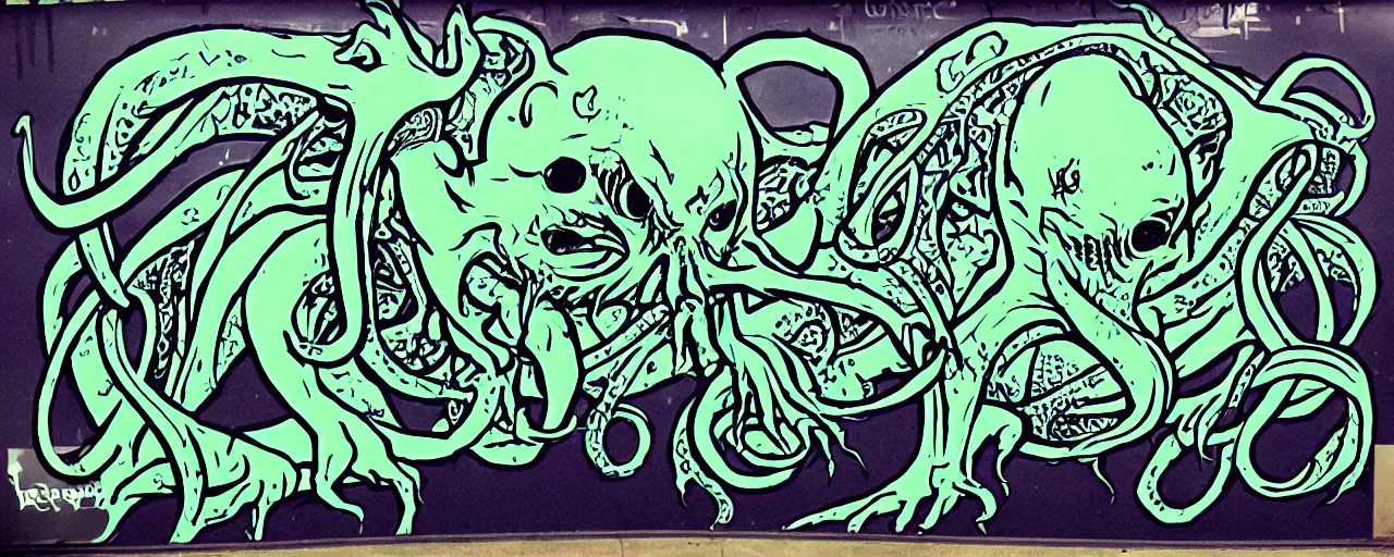 Image similar to metro graphitti, Cthulhu