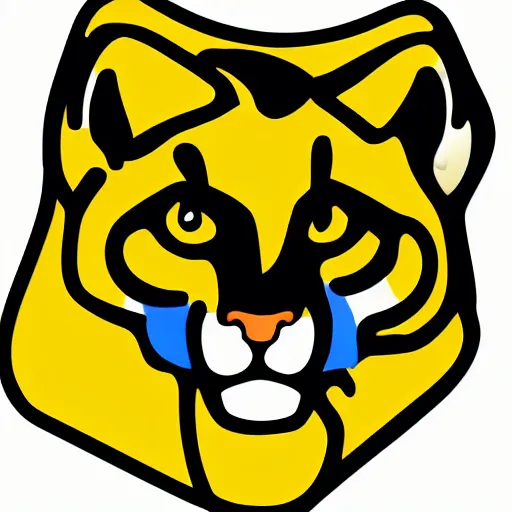 Image similar to blue and yellow icon clip art vector of a cougar