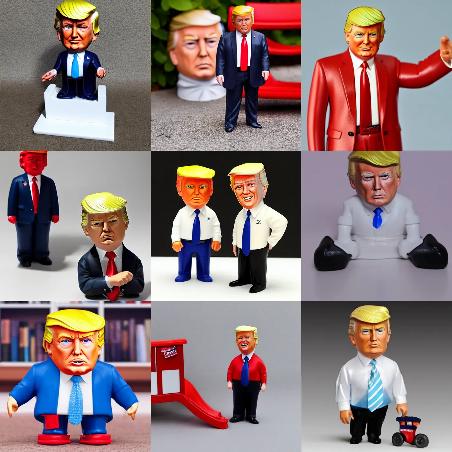 Prompt: little tikes figure of donald trump, white background