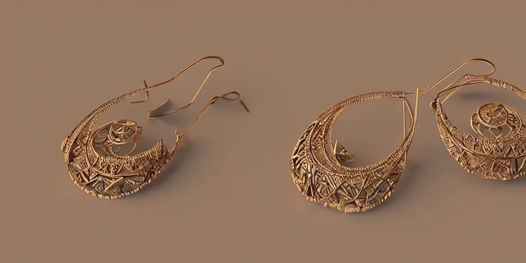 Image similar to earring design, jewelry design, wood, nordic, art deco, intricate, elegant, material, product design, trending on artstation, cgsociety, photo realistic, design by ziva cph and isabel lennse and kalevala, 8 k, unreal engine, c 4 d