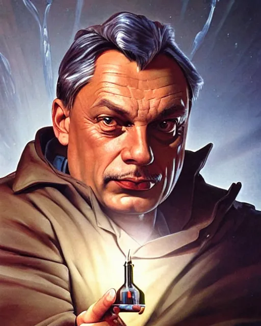 Image similar to viktor orban as a scientist. 1 9 8 0 s dystopian soviet russia, propaganda screens. unreal engine, fantasy art by jesper ejsing. faithfully depicted facial expression, perfect anatomy global illumination, radiant light, detailed and intricate environment