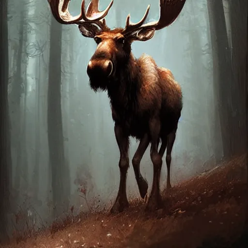 Prompt: bipedal moose by greg rutkowski