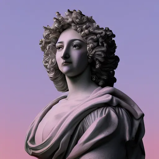 Prompt: baroque vaporwave statue, trending on art station, 4k UHD, 8k, painting illustration, high detail, rendered in unreal engine, 3d render, god rays, volumetric lighting, award winning, photorealistic