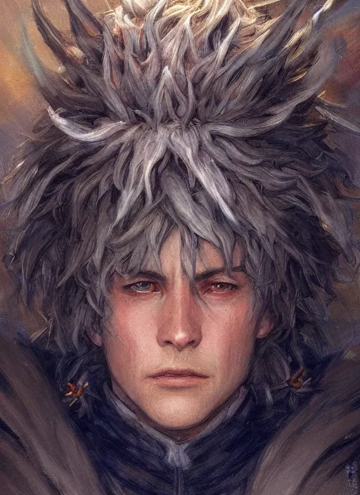 Image similar to howl from howl's moving castle as a realistic fantasy d & d character, closeup portrait art by donato giancola and greg rutkowski, realistic face, digital art, trending on artstation, symmetry!!