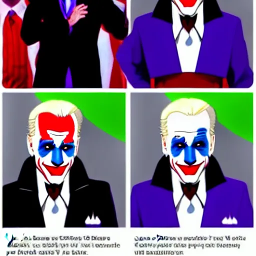 Image similar to joe biden cosplay as the joker