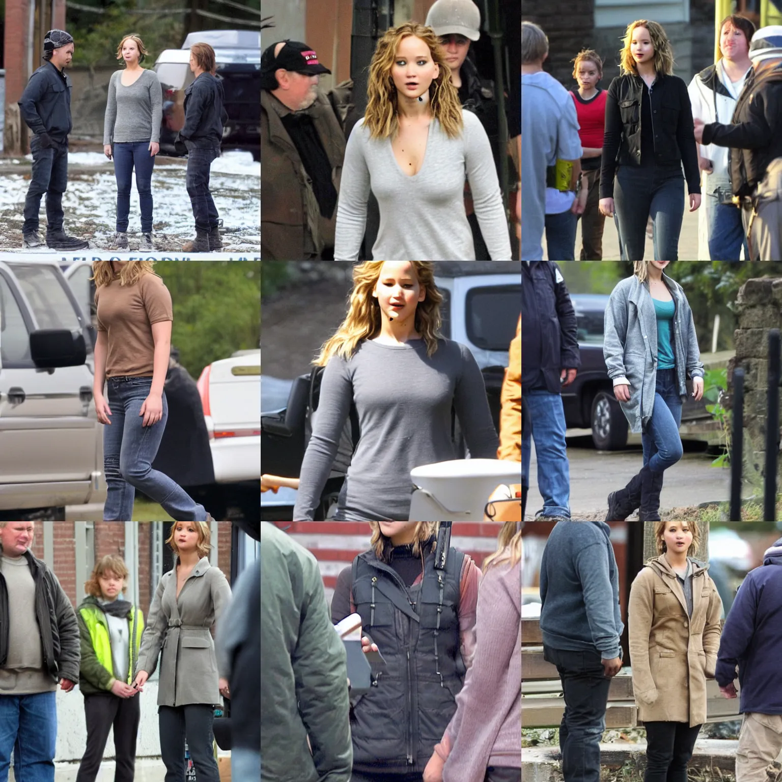 Prompt: Jennifer Lawrence on the set of Bridgeton