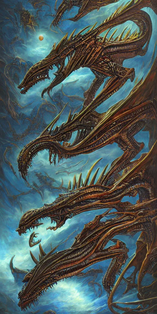 Image similar to alien space dragon by dan seagrave art