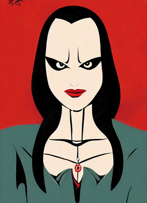 Image similar to beautiful female vampire, symmetrical face, by koson ohara, by darwyn cooke