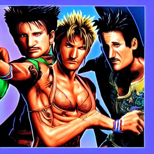 Prompt: portrait of sean penn in double dragon video game splash screen