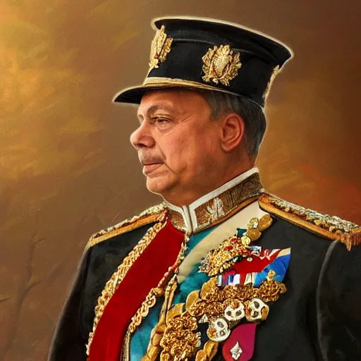 Prompt: an extremely realistic portrait depicting the coronation of hungarian prime minister viktor orban dressed in royal national costume, on the frozen danube, detailed, intricate, elegant, highly detailed, digital painting, artstation, concept art, smooth, sharp focus, illustration,