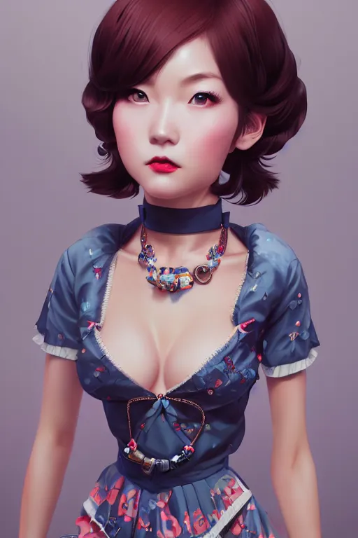 Image similar to a pin up and beautiful fashion charming dreamlke japan girl with lv jewelry, character art, art by wlop and and ilya kuvshinov, hyperdetailed, 8 k realistic, symmetrical, frostbite 3 engine, cryengine, dof, trending on artstation, digital art