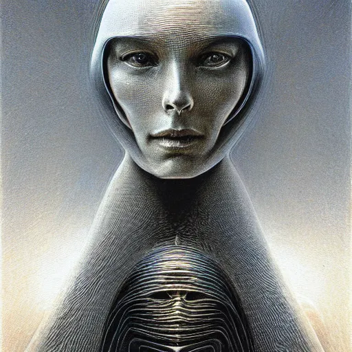 Prompt: sci - fi portrait of bene gesserit order sister from arrakis, by jean delville and beksinski and giger and dore, intricate, hyperealistic, photoreal, 8 k resolution, modern high sharpness photo