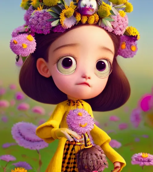 Prompt: very beautiful portrait of an extremely cute and adorable bee, smooth, perfect face, fantasy, character design by mark ryden and pixar and hayao miyazaki, sharp focus, concept art, harvest fall vibrancy, intricate detail, cinematic lighting, hyperrealistic, 3 5 mm, diorama macro photography, 8 k, 4 k