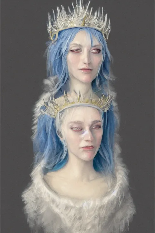 Image similar to Portrait of a frigid Ice Queen in the style of Artstation, Hyacinthe Rigaud