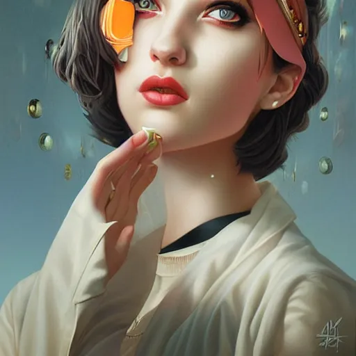 Prompt: Lofi portrait by Stanley Artgerm and Tristan Eaton and Tom Bagshaw