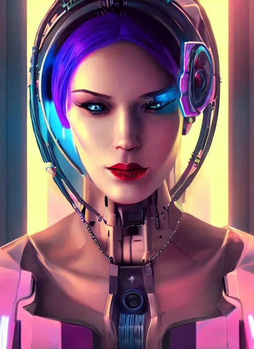 Prompt: Cyber Punk 2077 woman very beautiful robot portrait, Detroit game style, woman wrapped in flowers lily