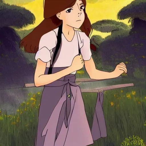 Prompt: Emma Watson. in the style of Studio Ghibli