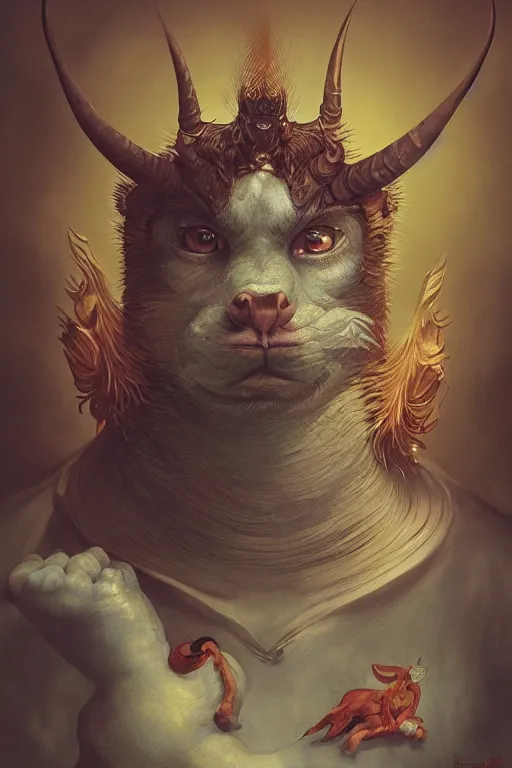 Image similar to a portrait of a thai devil animal illustrated by miyazaki by karol bak, james jean, tom bagshaw, rococo, sharp focus, trending on artstation, cinematic lighting, hyper realism, octane render, 8 k, hyper detailed, vivid, ultra detailed, highly detailed