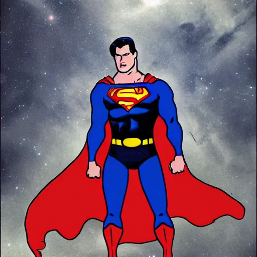 Prompt: portrait of superman as darkseid, in space, on abandoned planet