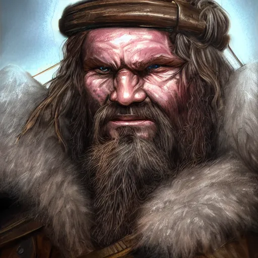 Image similar to rpg portrait of a rugged barbarian man by justin sweet, icewind dale, d&d,