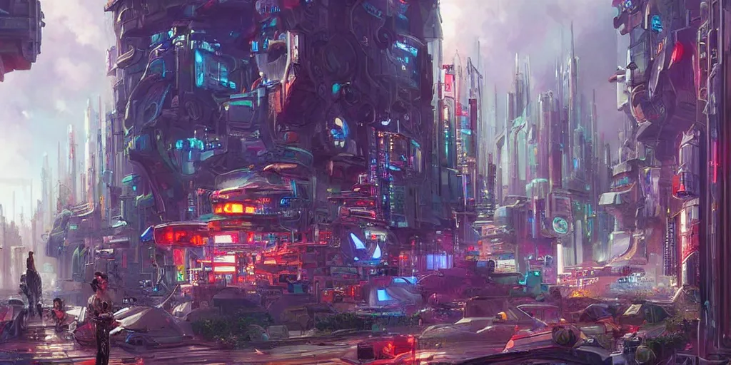 Image similar to futuristic cyberpunk town. By Konstantin Razumov, highly detailed