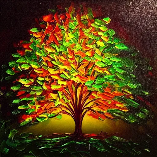 Prompt: “a glowing tree oil panting”