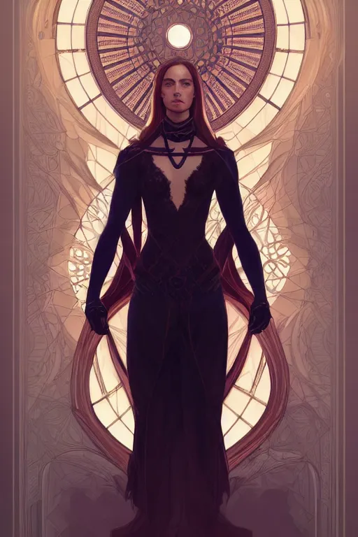 Image similar to symmetry!! intense fanart of alizee as acotar protagonist, intricate, elegant, highly detailed, my rendition, digital painting, artstation, concept art, smooth, sharp focus, illustration, art by artgerm and greg rutkowski and alphonse mucha