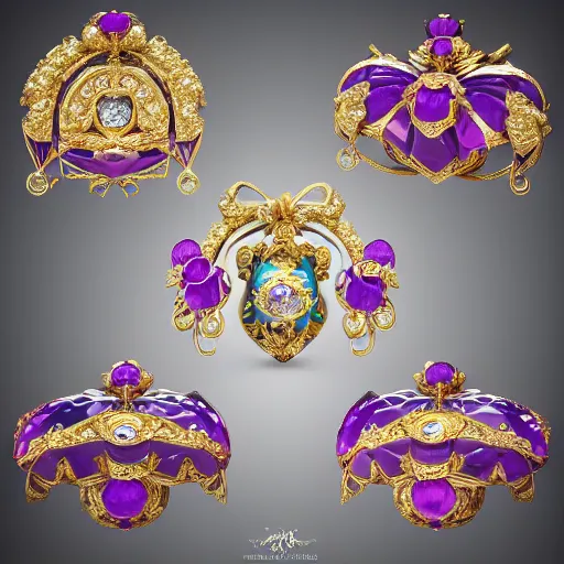 Image similar to antique Sailor Moon objets de vertu in the style of Fabergé c. 19th century, 4k gem stones and precious metals rendered in KeyShot