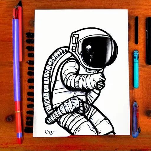 Prompt: parrot astronaut, drawing