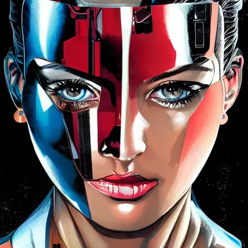 Image similar to portrait of a female android, by MARVEL comics and Sandra Chevrier, 4k