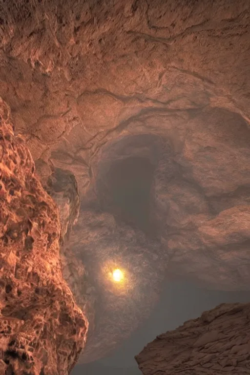 Image similar to huge alien city inside a cave, Mars