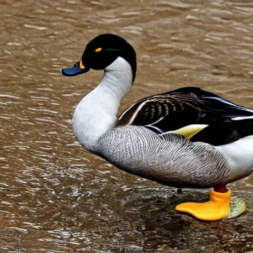 Prompt: a duck being punched