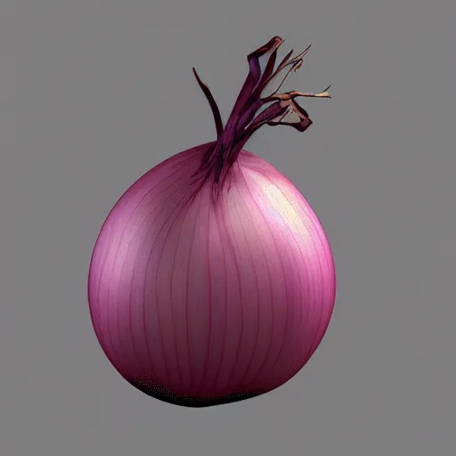 Image similar to 3d render, onion crying art, 2d