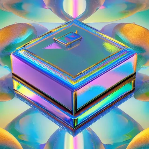 Prompt: transparent iridescent technological land square falcon milk nut chest, by simon bisley and georgia o'keeffe and mike winkelmann, groovy, seapunk, 4 k