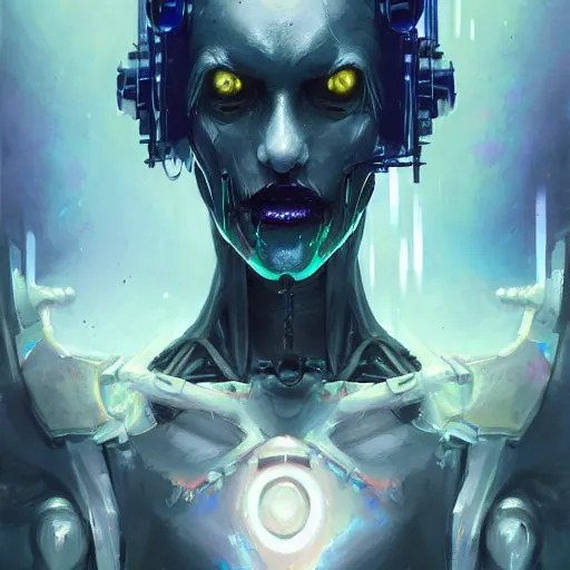 Image similar to portrait of a horrific cybernetic zombie, cyberpunk concept art by pete mohrbacher and artgerm and wlop and greg rutkowski and deathburger, digital art, highly detailed, intricate, sci-fi, sharp focus, Trending on Artstation HQ, deviantart, unreal engine 5, 4K UHD image