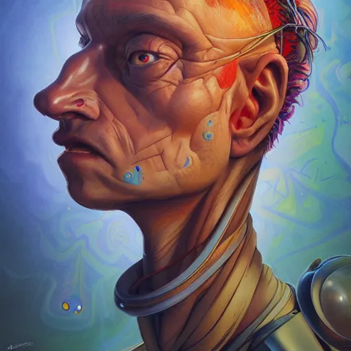 Prompt: human design mohawk projector portrait by gaston bussierre and charles vess and james jean and erik jones and rhads, inspired by rick and morty, epic, funny, huge scale, beautiful fine face features, intricate high details, sharp, ultradetailed