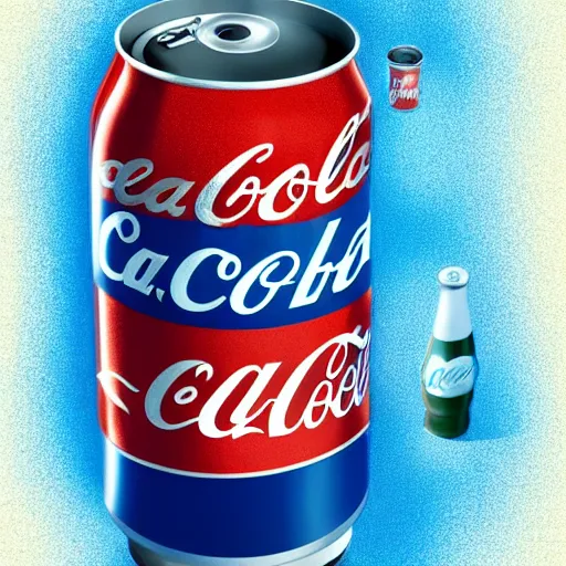 Prompt: An anthropomorphic can of coca-cola talking to an anthropomorphic can of pepsi cola, digital art, artstation