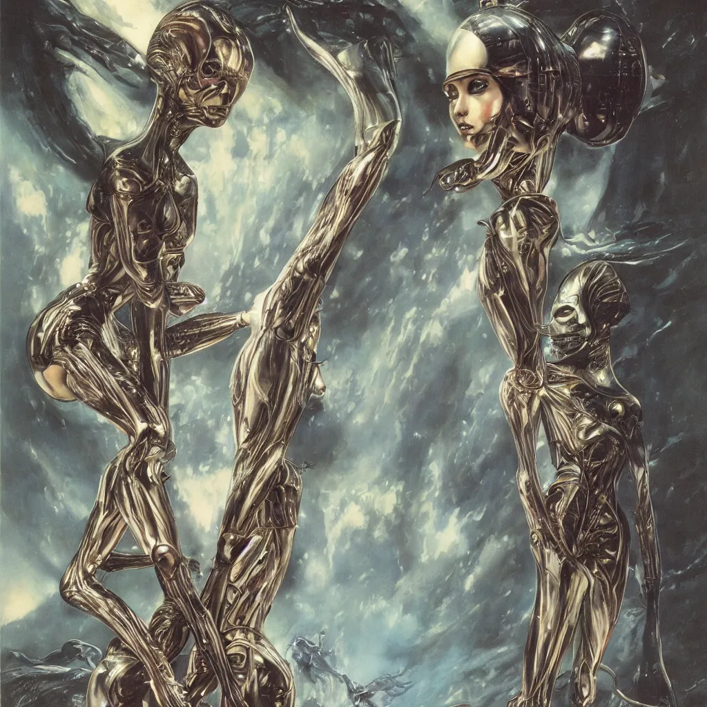 Image similar to anatomical depiction of a beautiful alien femme biology, latex domme, extraterrestrial, sharp focus, by james gurney, by bruce pennington, by yoshitaka amano, ornate portrait, high quality