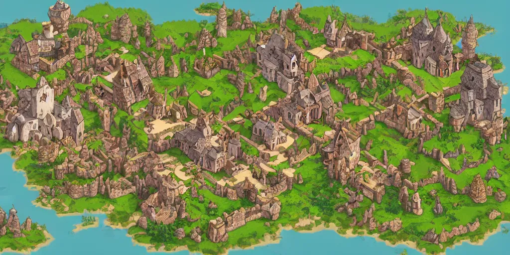 Image similar to a high detailed fantasy castle vector art an aerial view of a cartoonish rpg village by dungeondraft, dofus, patreon content, hd, straight lines, vector, grid, dnd map, map patreon, fantasy maps, foundry vtt, fantasy grounds, aerial view, dungeondraft, tabletop, inkarnate, dugeondraft, roll 2 0