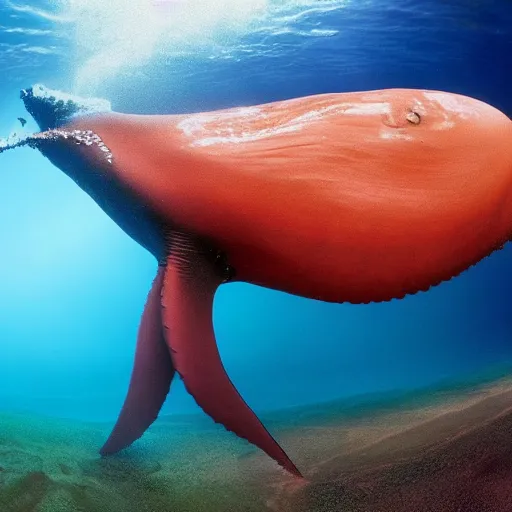 Image similar to real footage of a colossal squid hunting a whale, underwater photography, realistic, 8K, national geographic