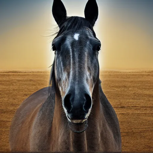 Image similar to A horse with a human body, digital art, EOS-1D, f/1.4, ISO 200, 1/160s, 8K, RAW, unedited, symmetrical balance, in-frame, Photoshop, Nvidia, Topaz AI