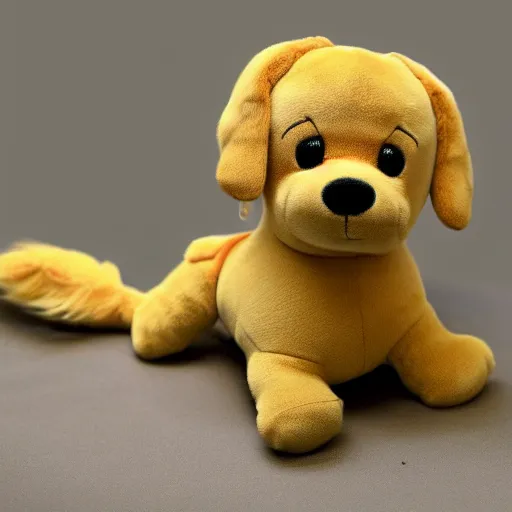 Prompt: A happy golden retriever puppyplush doll, 8k