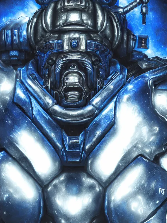 Prompt: portrait art of 8k ultra realistic perfect space marine,blue, cybernetic, full of colour, cinematic lighting, battered, trending on artstation, 4k, hyperrealistic, focused, extreme details,unreal engine 5, cinematic, masterpiece, art by ayami kojima, giger