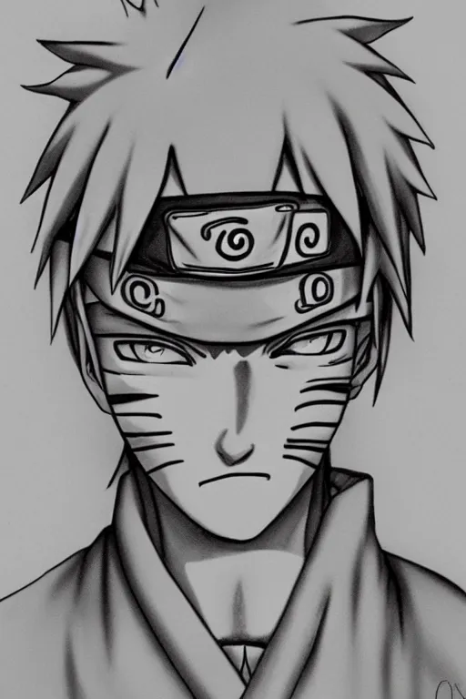 Image similar to naruto, very detailed, grayscale portrait ✏