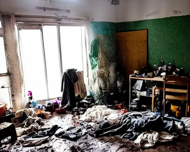 Prompt: very very very dirty room, depression scene